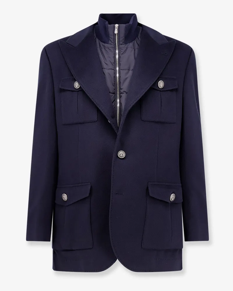 Brunello Cucinelli Virgin wool jacket with internal padded vest -  - gender_Man Blue