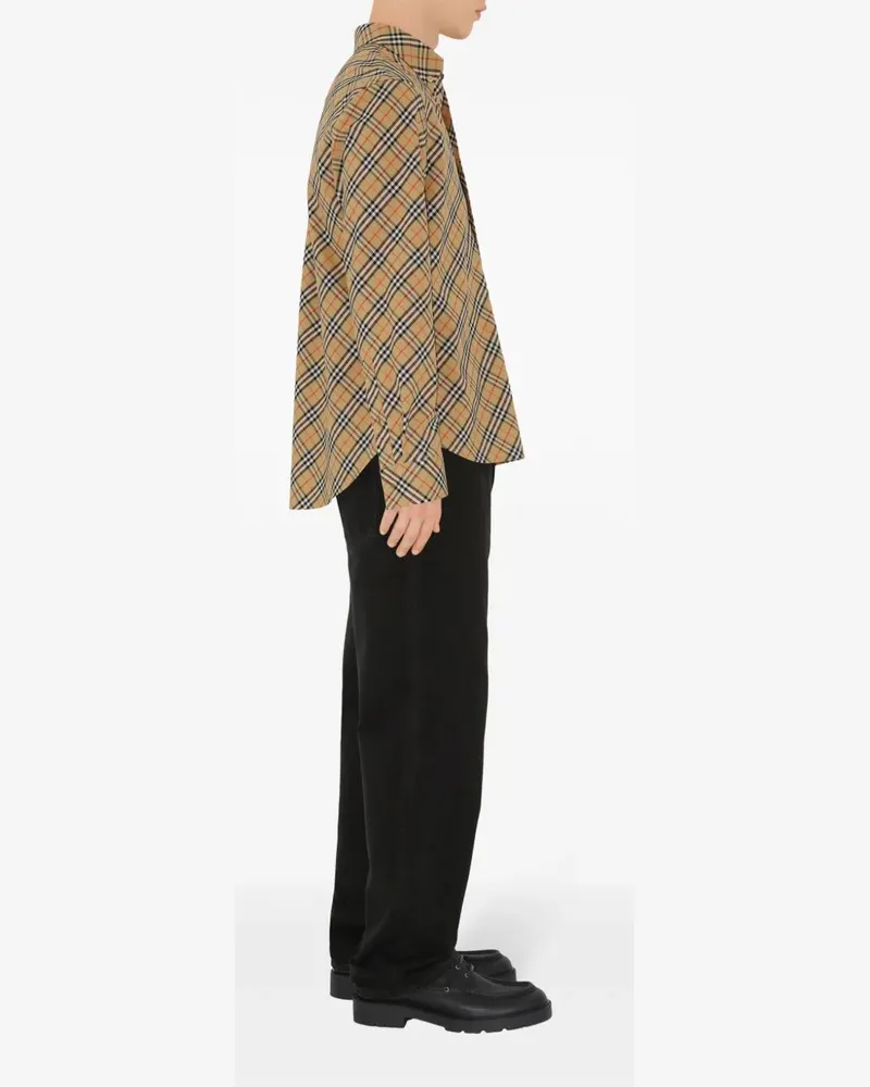 Burberry checked cotton shirt -  - gender_Man Beige