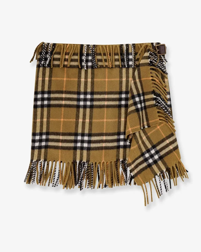 Burberry Wool and cashmere skirt with check motif -  - gender_Woman Green