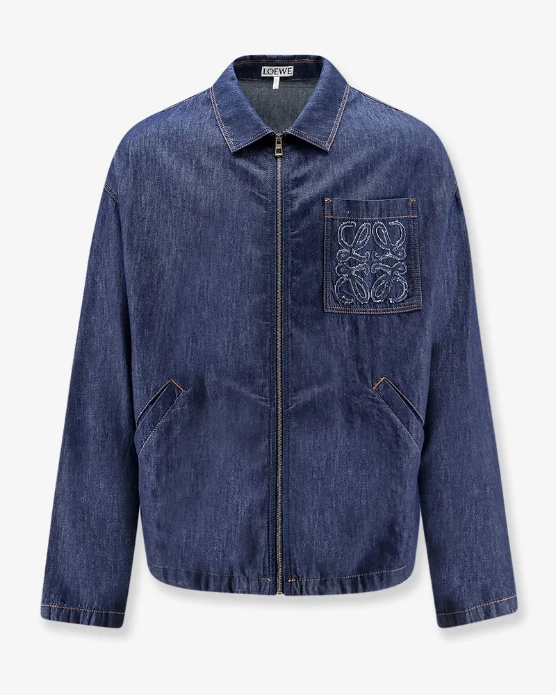 Loewe Blue denim jacket with embroidered Anagram logo -  - gender_Man Blue