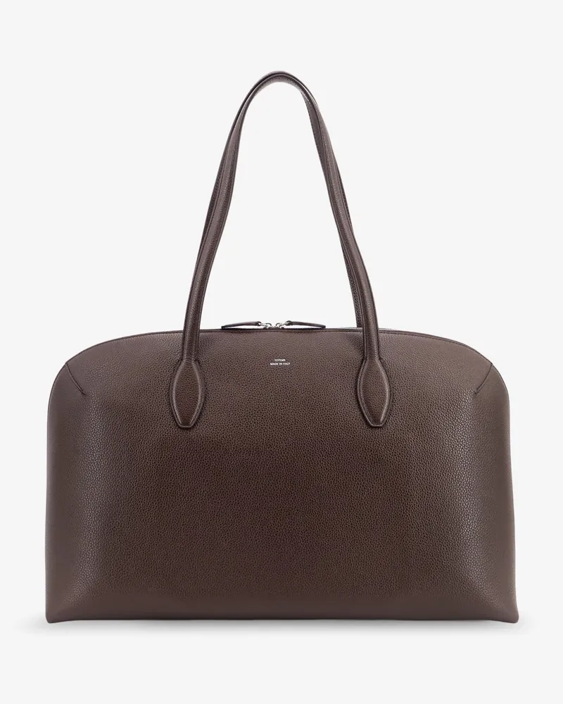 Totême Suede handbag with engraved logo on the front -  - gender_Woman Brown