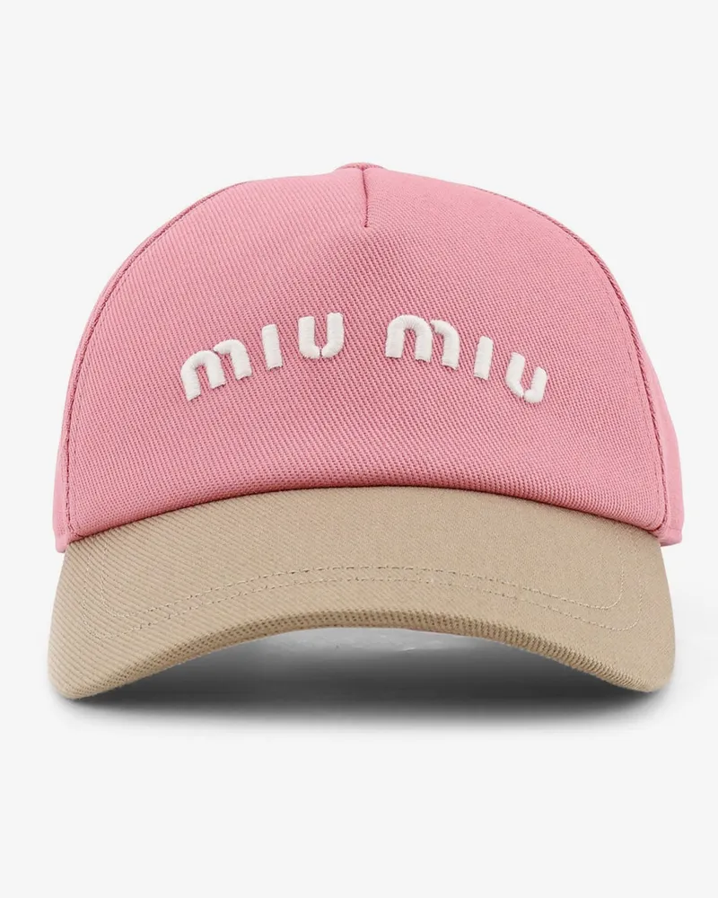 Miu Miu Cotton hat with embroidered lettering logo -  - gender_Woman Pink