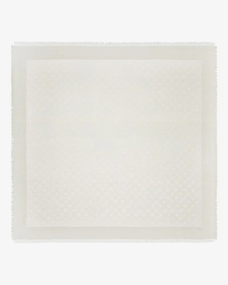 Tory Burch T Monogram Jacquard Traveler Scarf in a silk and wool blend -  - gender_Woman White
