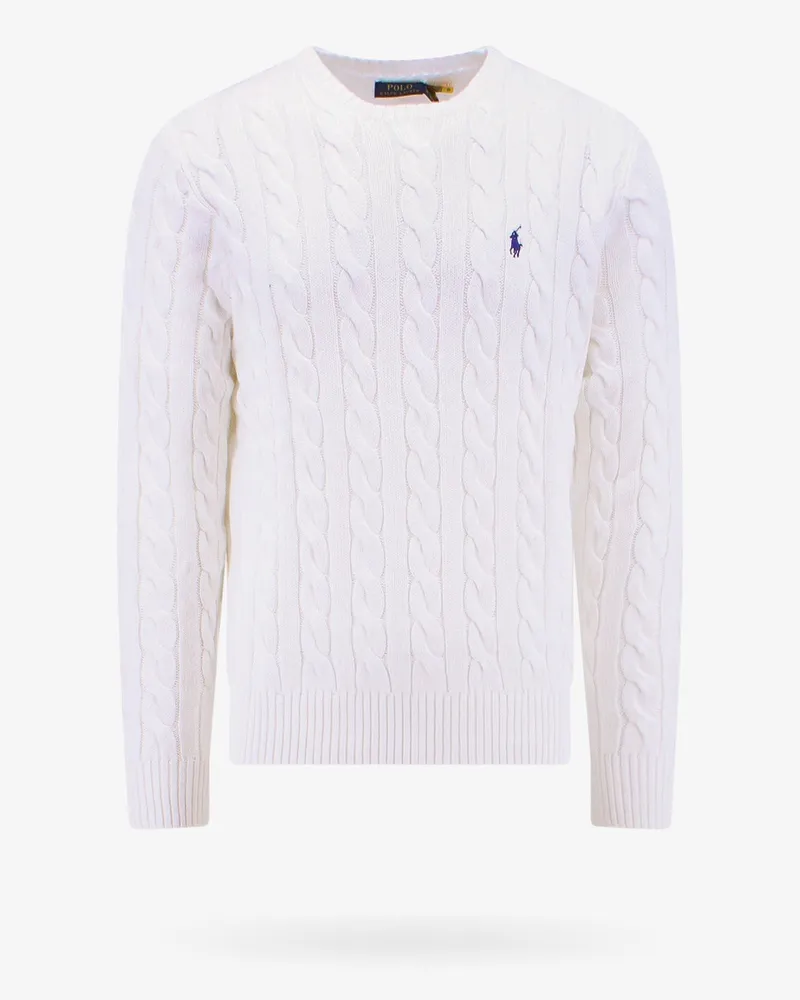Ralph Lauren Cable knit sweater with iconic embroidery -  - gender_Man White