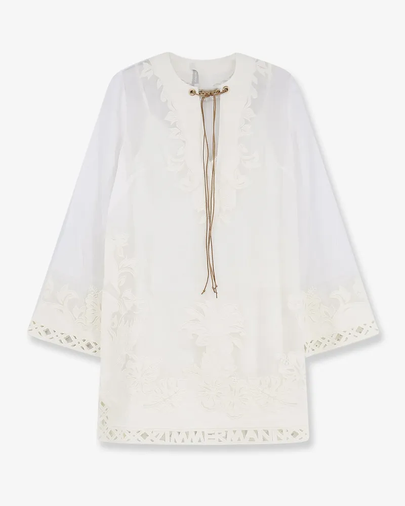 Zimmermann Indra ramie long dress with all-over embroidery -  - gender_Woman White