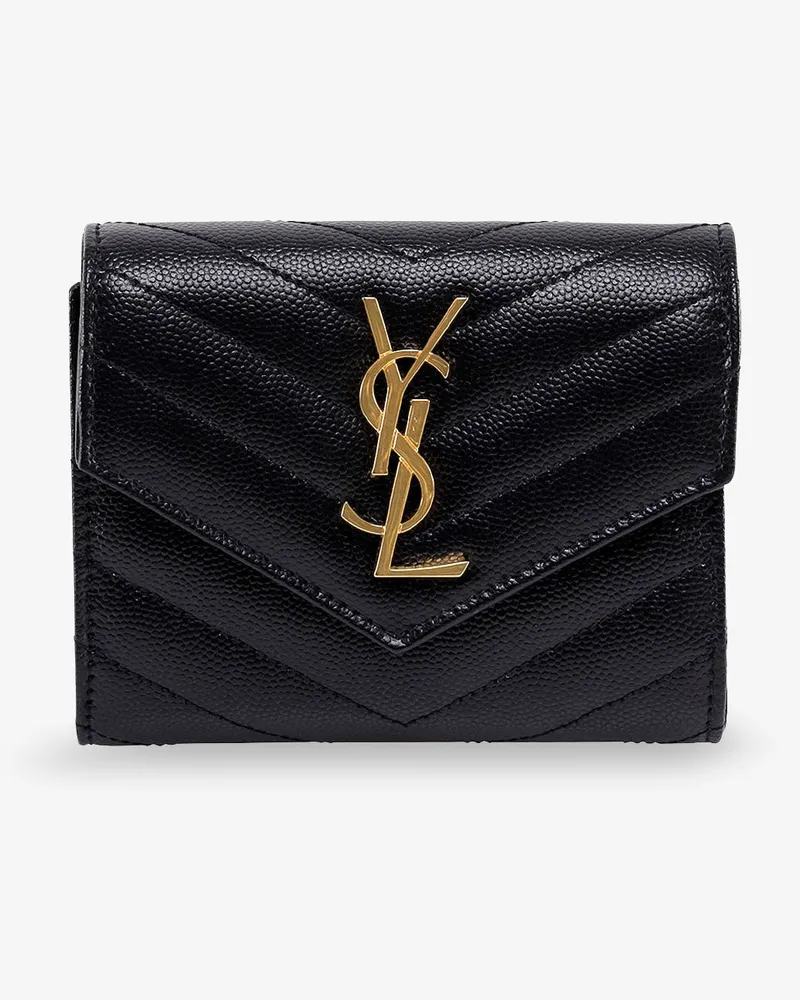 Saint Laurent Leather wallet with Cassandre logo on the front -  - gender_Woman Black