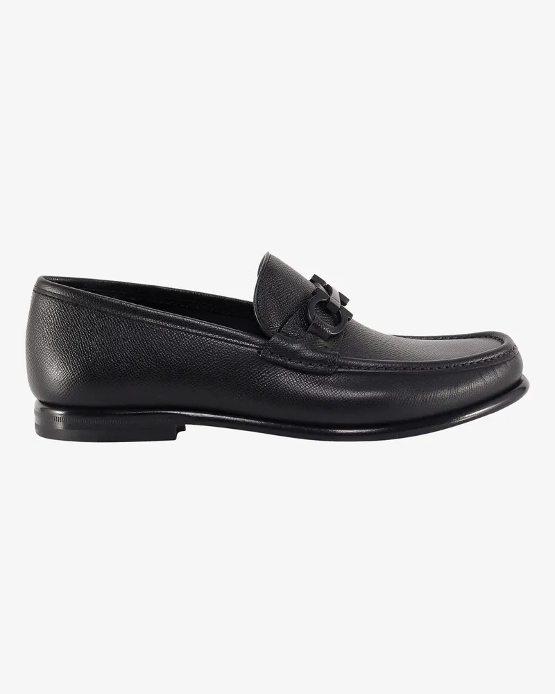 Ferragamo Crown leather loafer with gancini detail -  - gender_Man Black