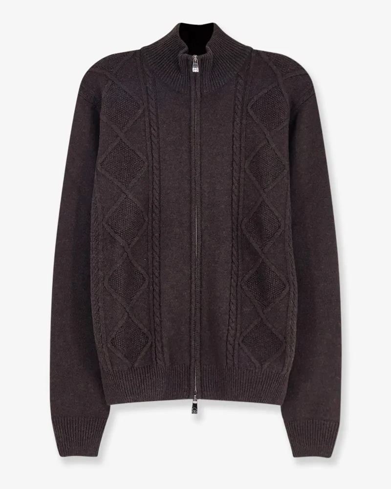 Corneliani Wool and cashmere full-zip cardigan -  - gender_Man Brown