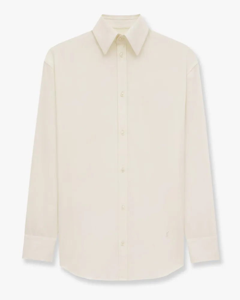 Saint Laurent Certified cotton shirt with Monogram embroidery -  - gender_Woman White
