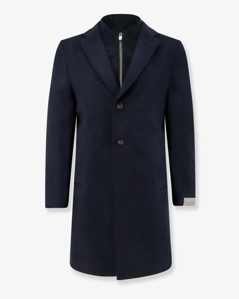 Corneliani Casual single-breasted wool and cashmere coat -  - gender_Man Blue