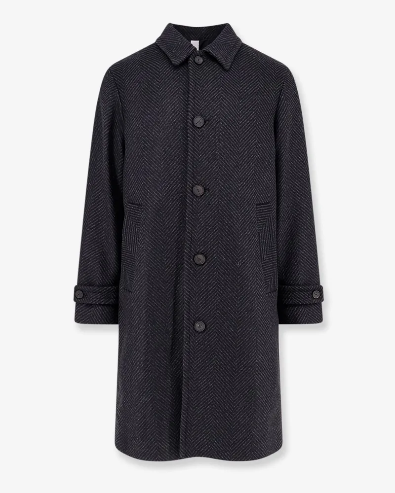 Hevò Loconia wool blend coat with herringbone pattern -  - gender_Man Black