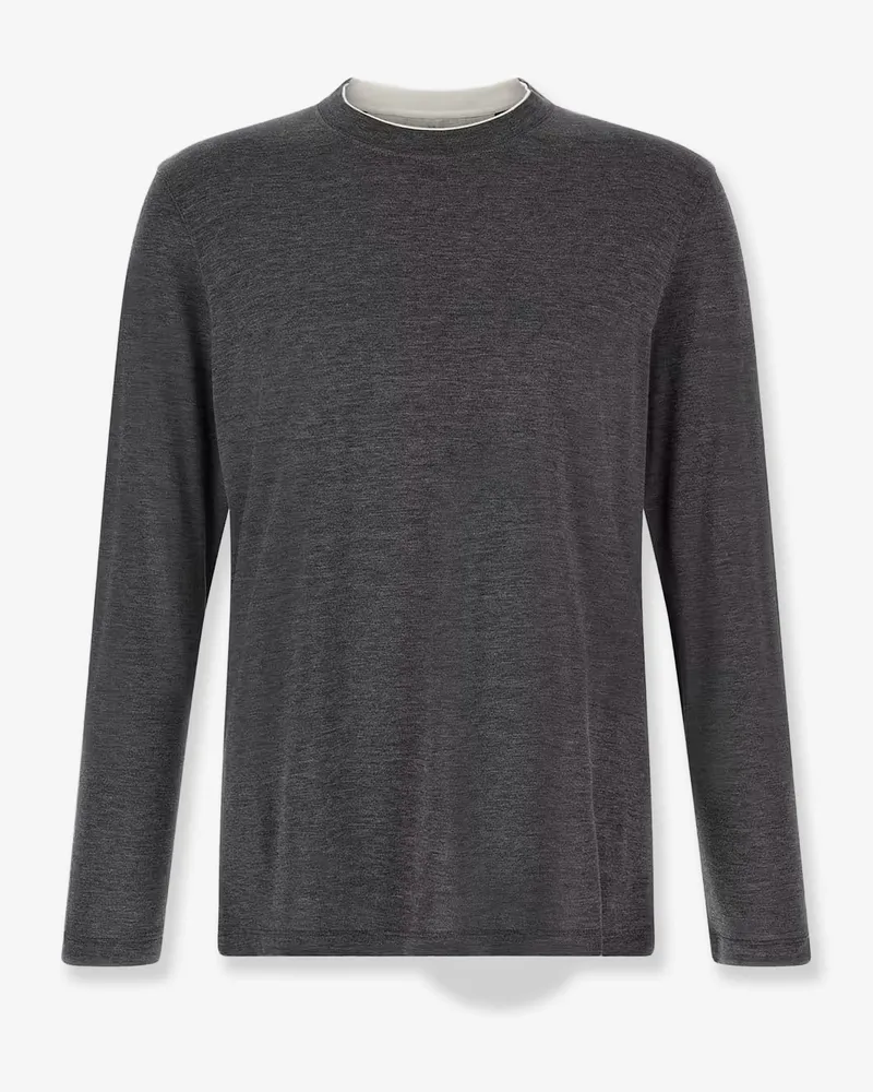 Brunello Cucinelli Silk and cotton blend T-shirt -  - gender_Man Grey