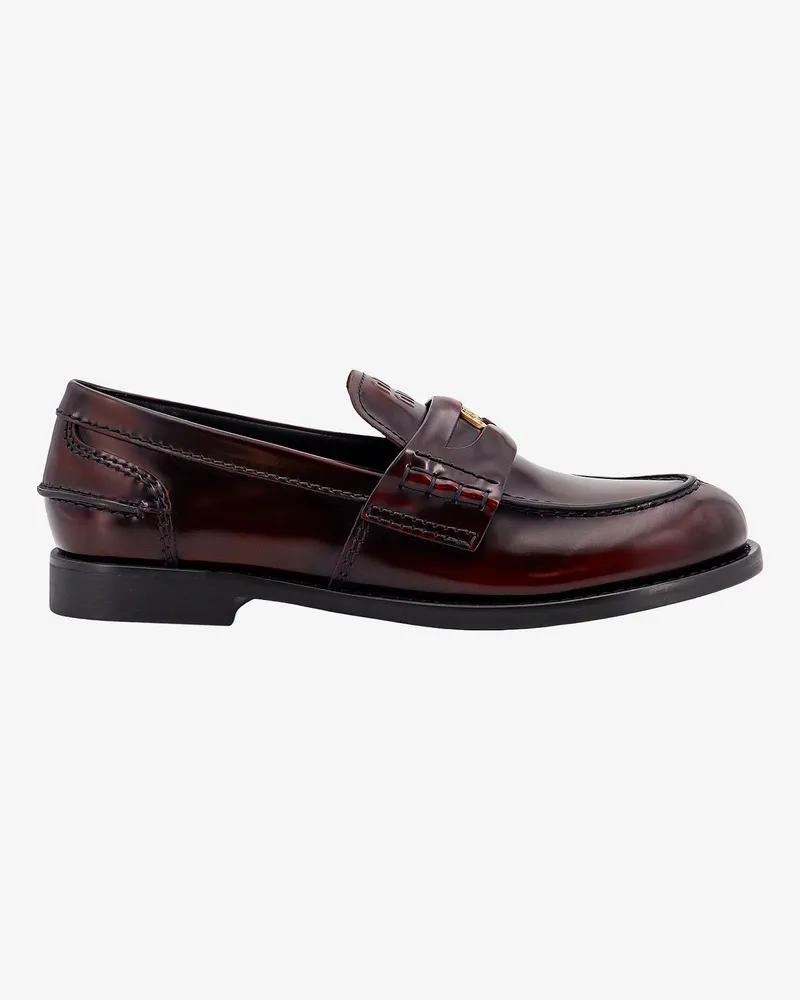Miu Miu Leather loafer with metal penny -  - gender_Woman Red