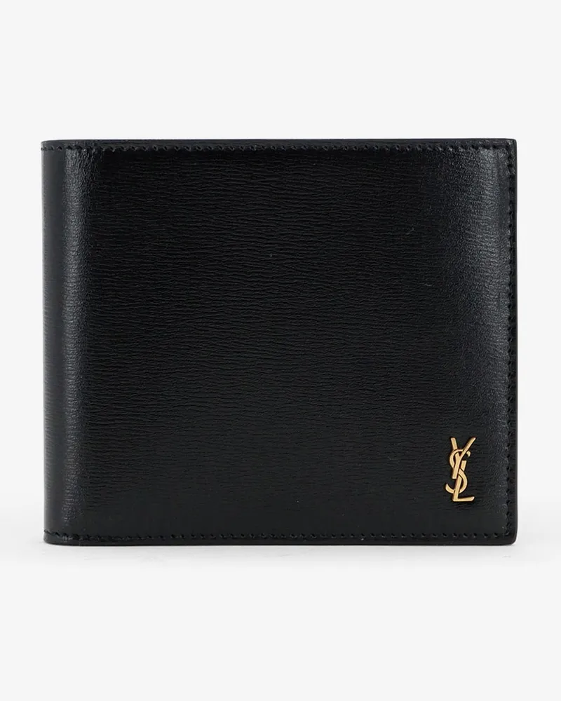 Saint Laurent Tiny wallet in hammered leather -  - gender_Man Black