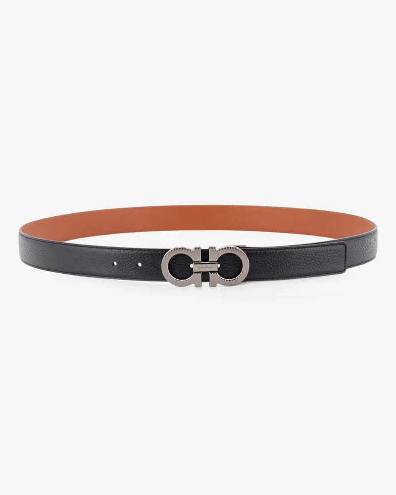 Ferragamo Reversible leather Gancini belt -  - gender_Man Black