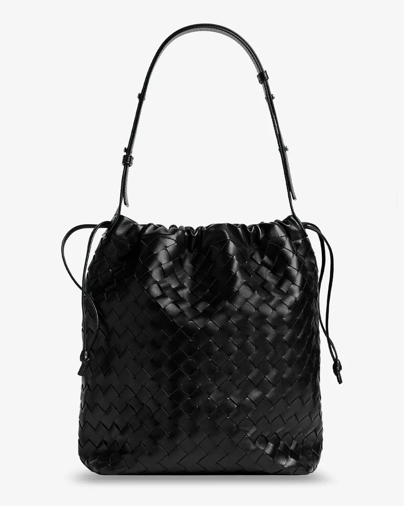 Bottega Veneta Bucket Intrecciato Biblioteca leather shoulder bag -  - gender_Man Black