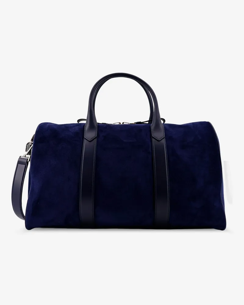 Tom Ford Suede travel bag with engraved logo on the front -  - gender_Man Blue