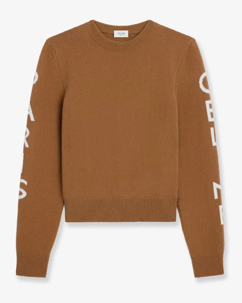Celine Wool sweater with logo inlay -  - gender_Woman Brown