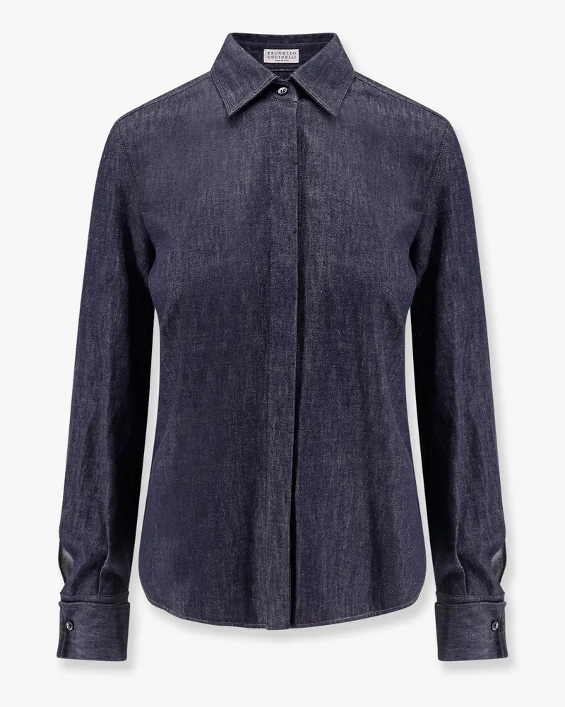 Brunello Cucinelli Denim shirt with contrasting stitching -  - gender_Woman Blue