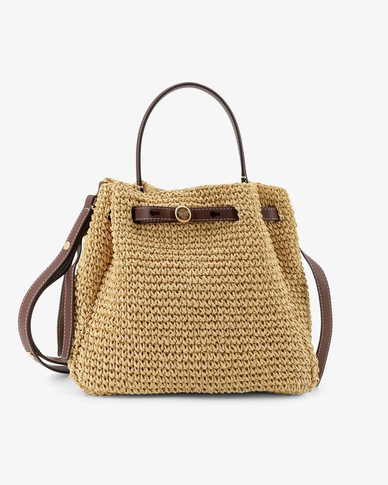 Tory Burch Romy raffia and leather bucket bag -  - gender_Woman Beige