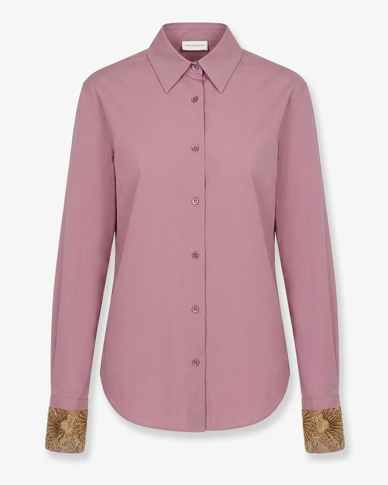 Dries van Noten Chloris cotton shirt with embroiders cuffs -  - gender_Woman Pink
