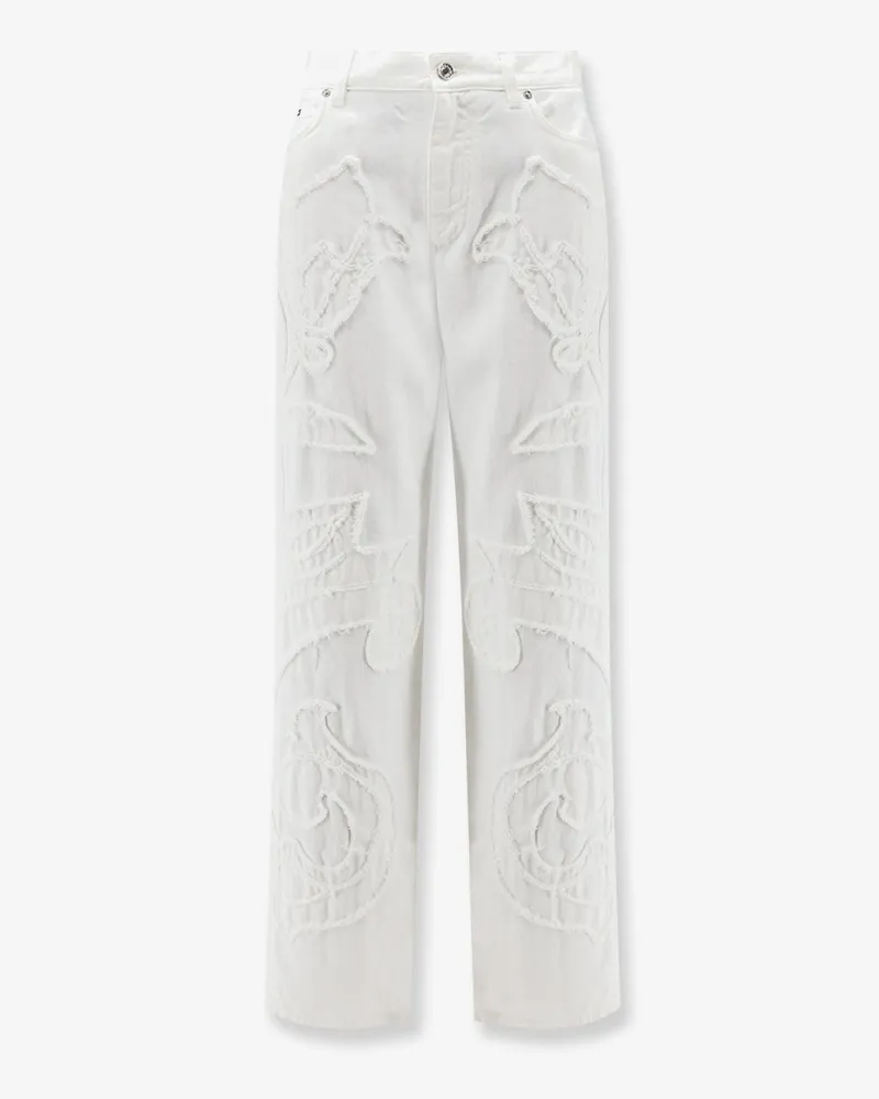 Dolce & Gabbana Boyfriend denim trousers with embroidery -  - gender_Woman White