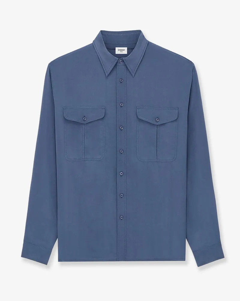 Saint Laurent Certified viscose and silk shirt -  - gender_Man Blue