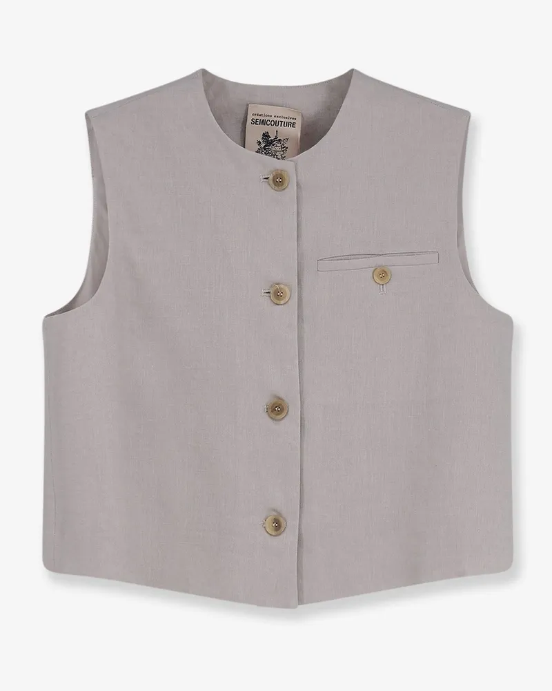 Semicouture Linen vest -  - gender_Woman Grey