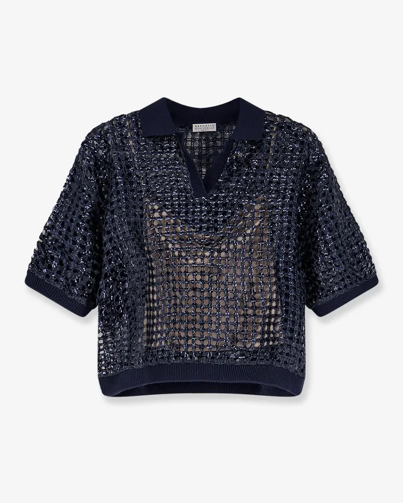 Brunello Cucinelli Silk and linen sweater with sequins -  - gender_Woman Blue