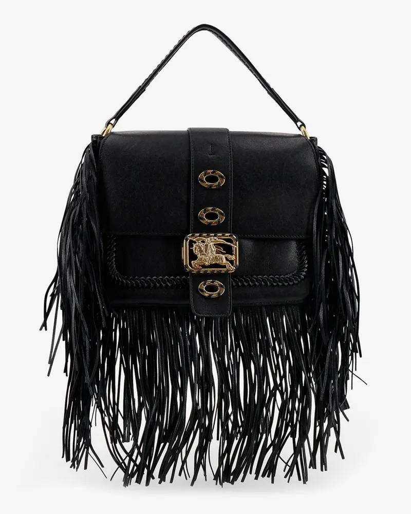 Burberry Rider leather shoulder bag with fringed edges -  - gender_Woman Black