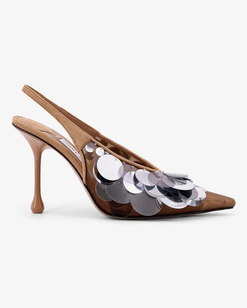 Jimmy Choo Isa 95 mesh and sequins slingback décolleté -  - gender_Woman Brown