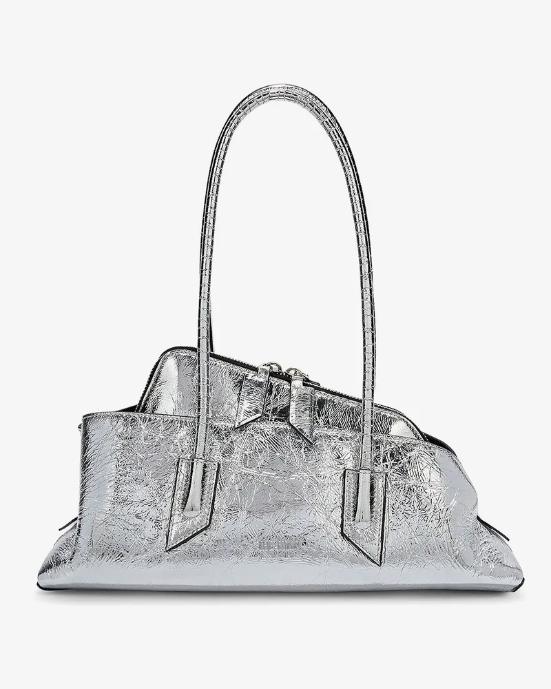 ATTICO La Passeggiata Small laminated leather shoulder bag -  - gender_Woman Silver