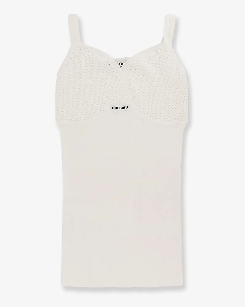 Miu Miu Perforated cotton tank top -  - gender_Woman White
