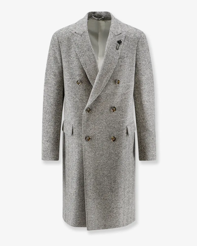 LARDINI Double-breastted virgin wool coat -  - gender_Man Grey