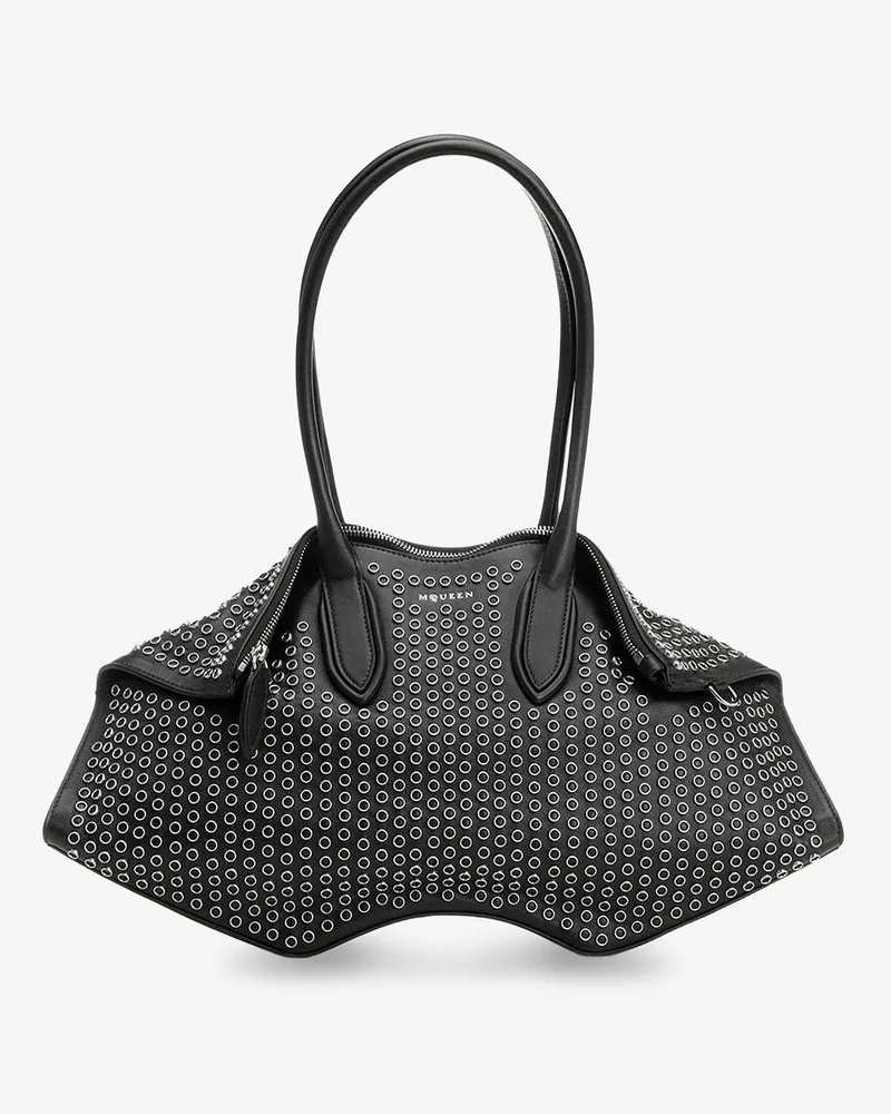 Alexander McQueen Manta leather shoulder bag with all-over metal details -  - gender_Woman Black