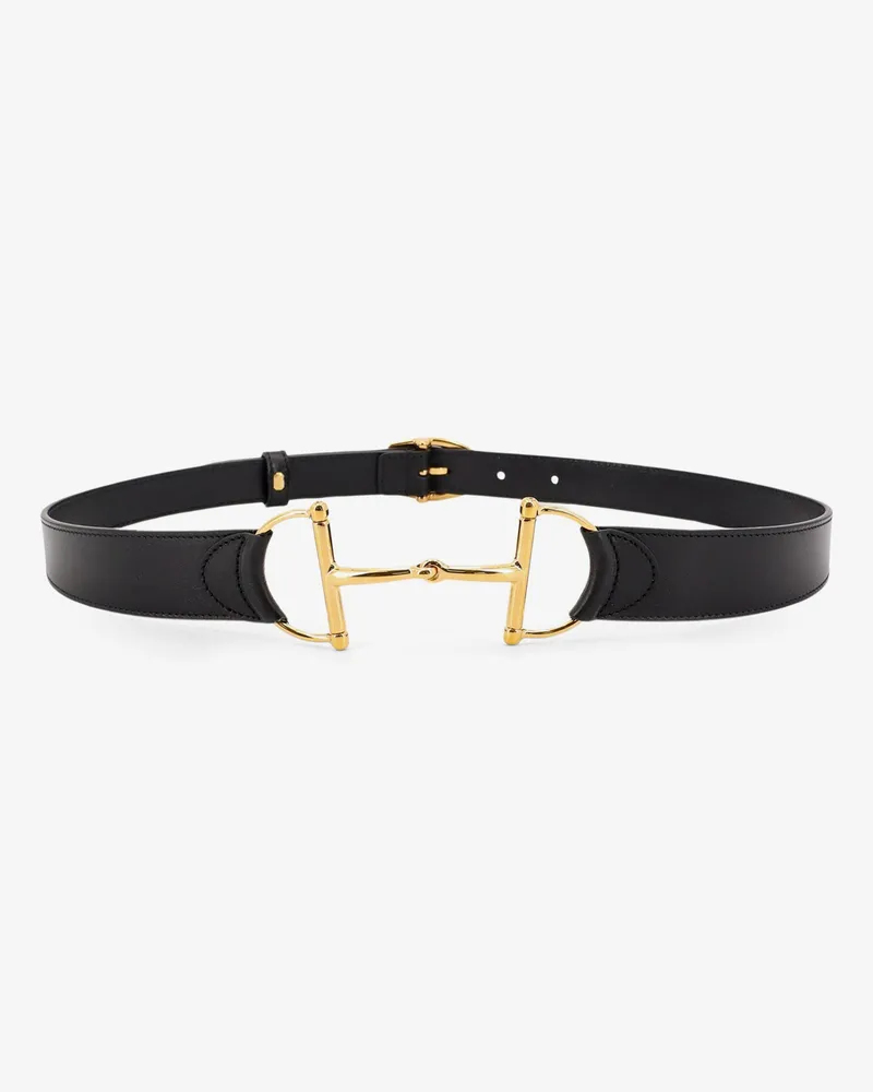 Gucci Leather belt with maxi metal Horsebit -  - gender_Woman Black