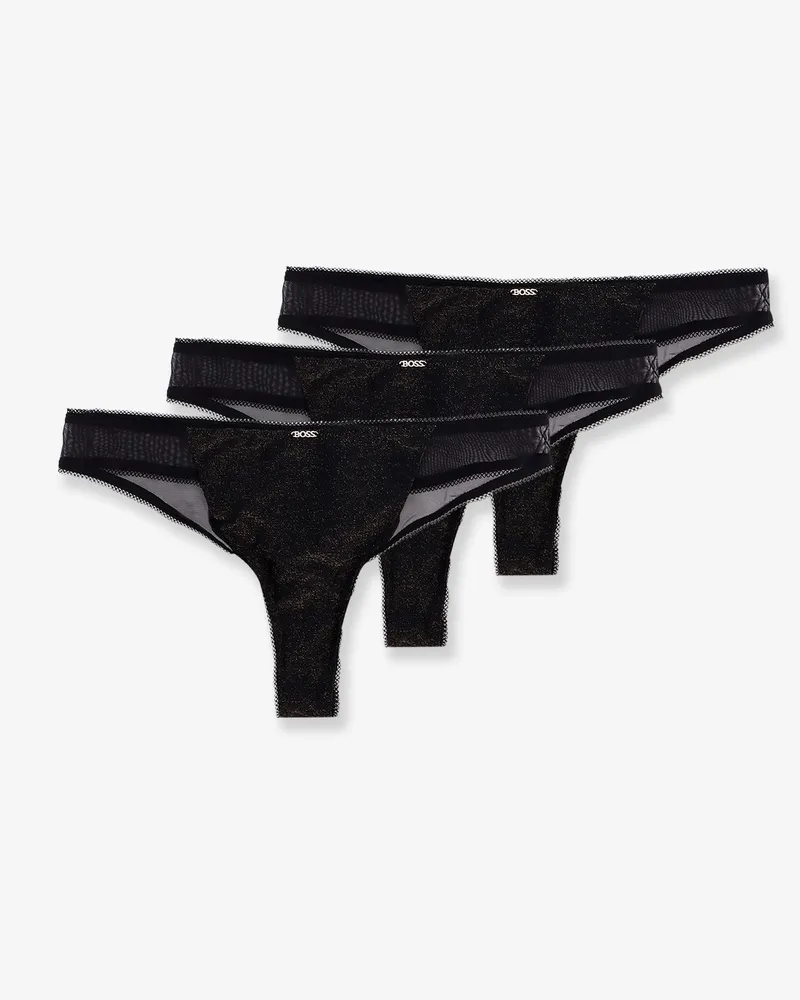 HUGO BOSS Lurex thong tripack with lace trim -  - gender_Woman Black
