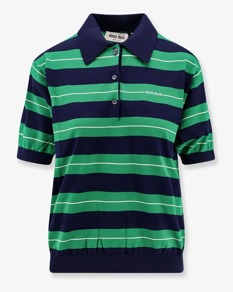 Miu Miu Striped cotton polo shirt -  - gender_Woman Blue