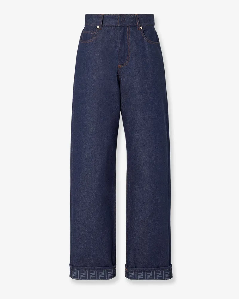 Fendi Blue denim jeans with FF detail on the bottom -  - gender_Woman Blue