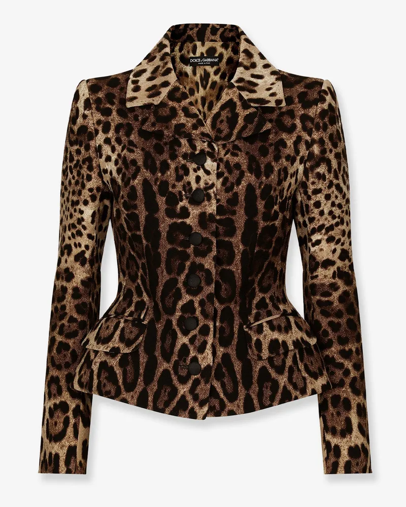 Dolce & Gabbana Double wool crêpe dress with Leopard print -  - gender_Woman Animal