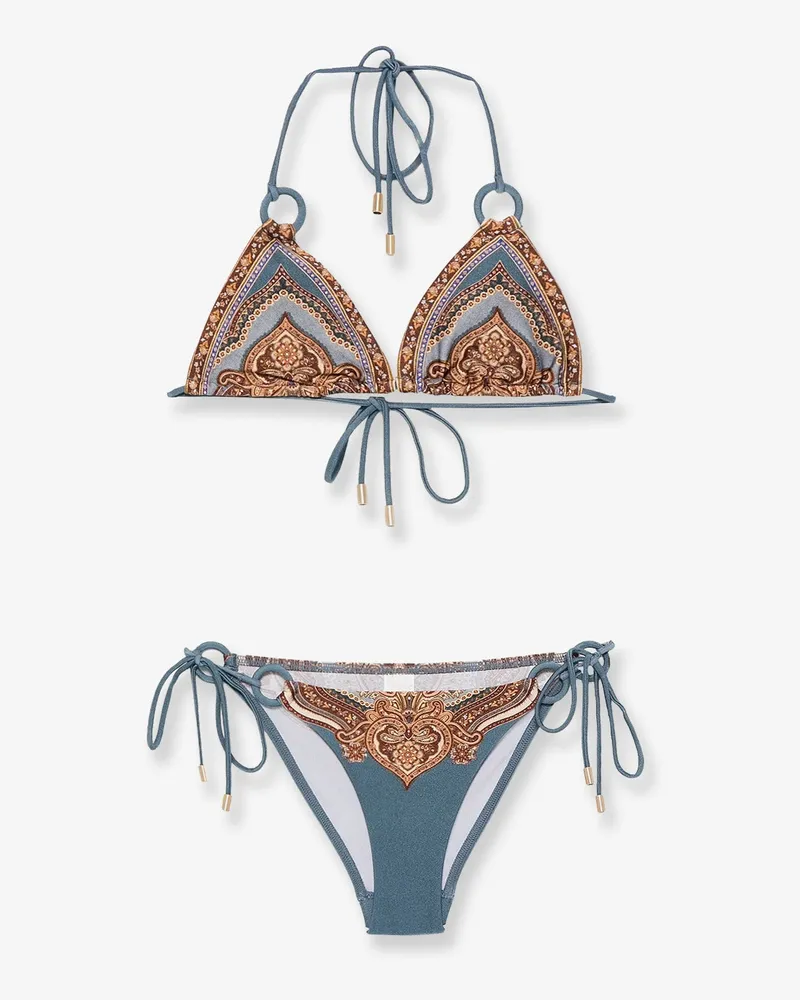Zimmermann Mahon nylon bikini with paisley print -  - gender_Woman Blue
