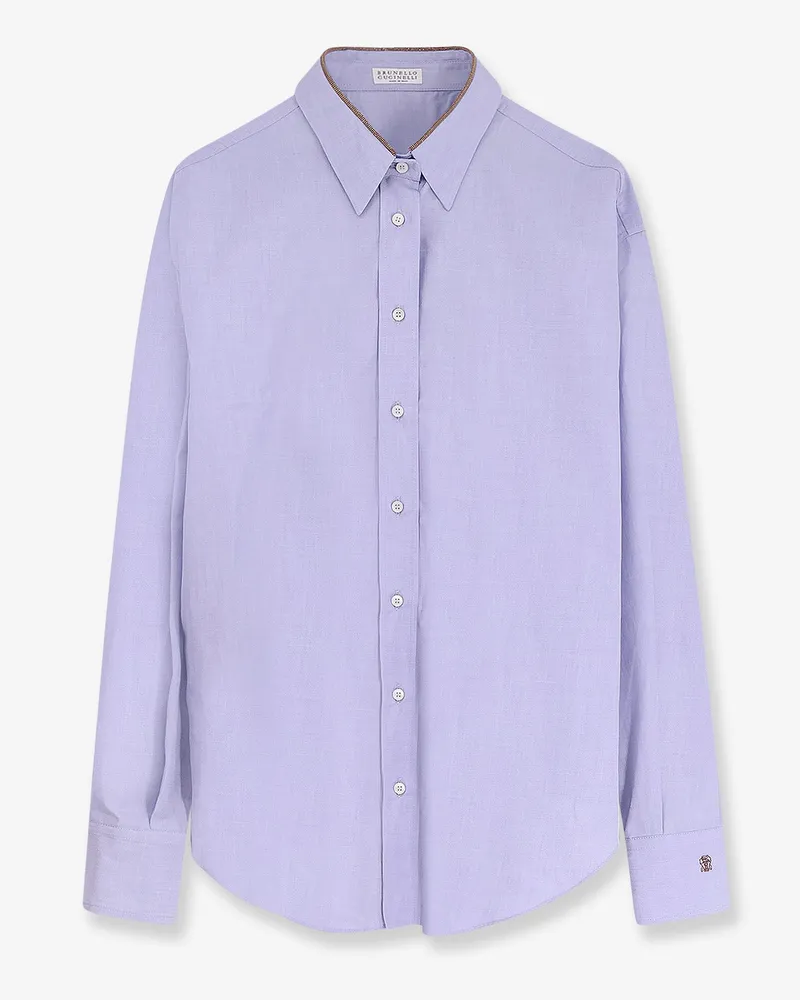 Brunello Cucinelli Cotton shirt with Monili detail -  - gender_Woman Blue