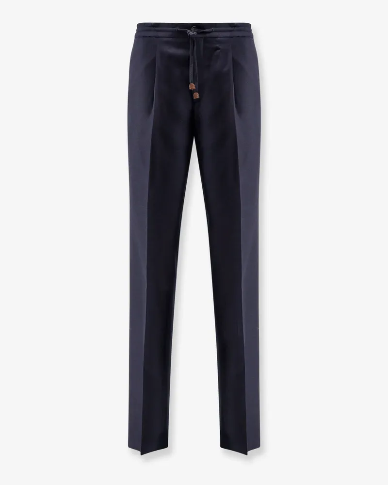 Incotex Virgin wool trousers with drawstring -  - gender_Man Blue