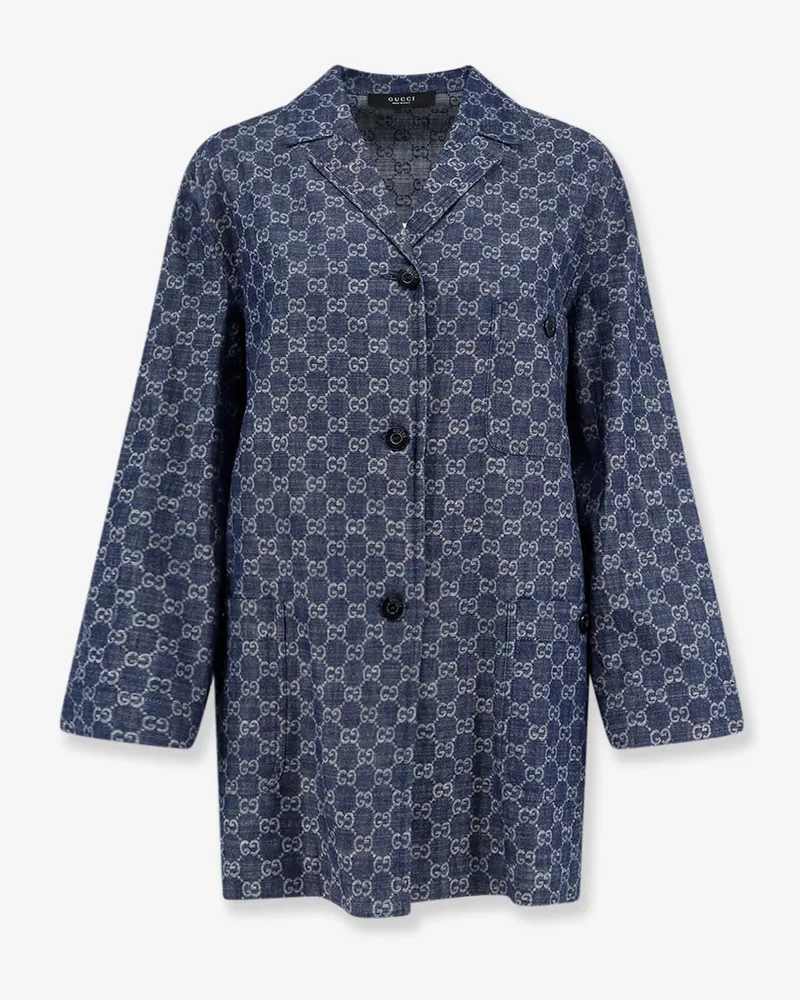 Gucci Cotton shirt with all-over GG motif -  - gender_Woman Blue