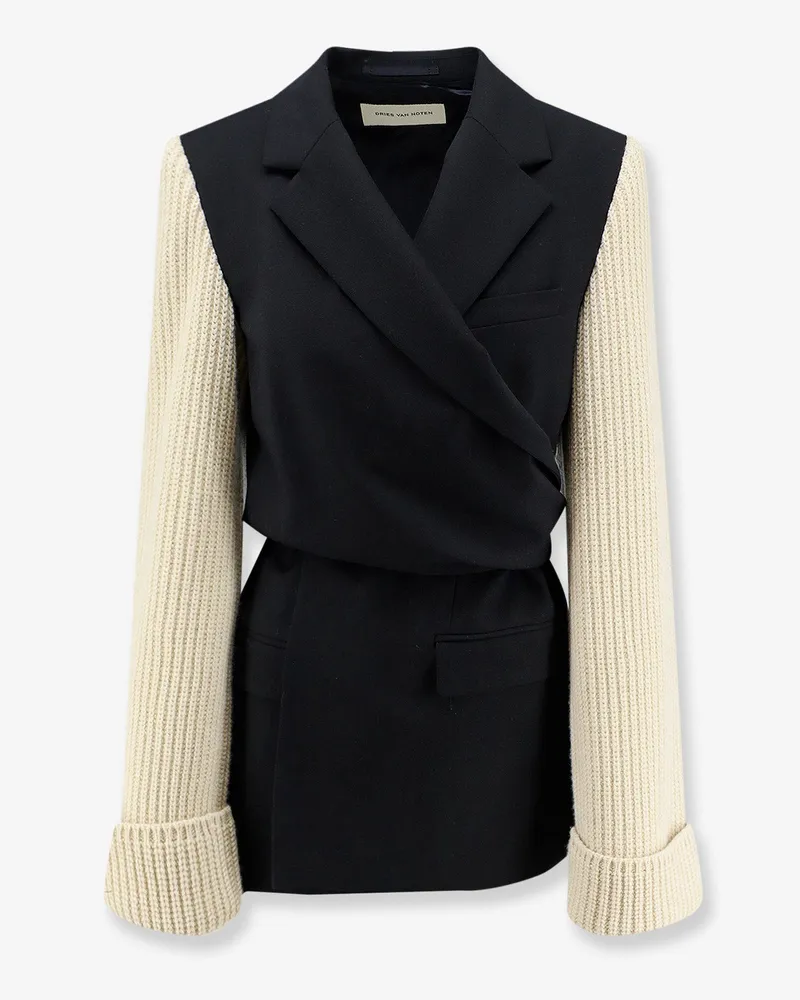 Dries van Noten Beline Bis wool blazer with contrasting sleeves -  - gender_Woman Black