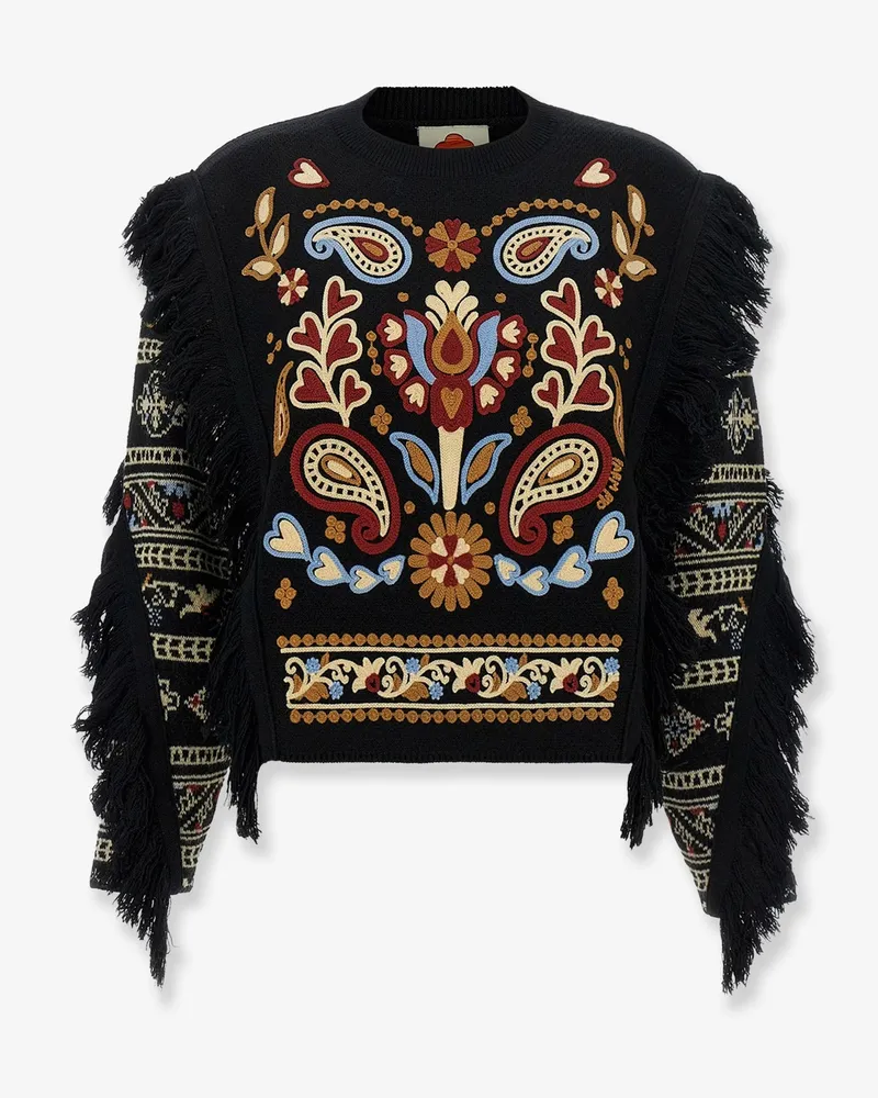FARM Rio Love Paisley Cornelli sweater with fringe -  - gender_Woman Black