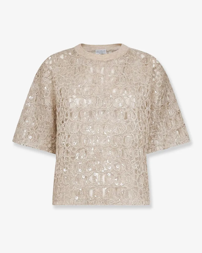 Brunello Cucinelli Dazzling mohair, silk and linen sweater -  - gender_Woman Beige