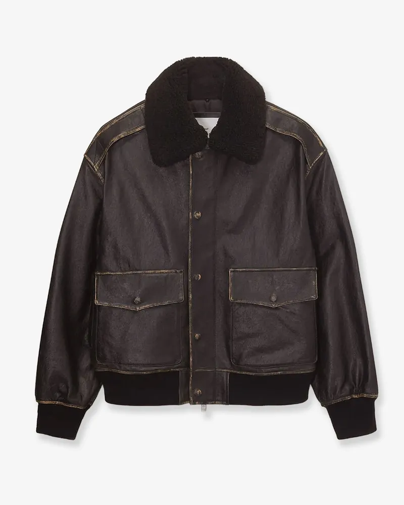 Dunst Unisex leather jacket with removable collar -  - gender_Man Black