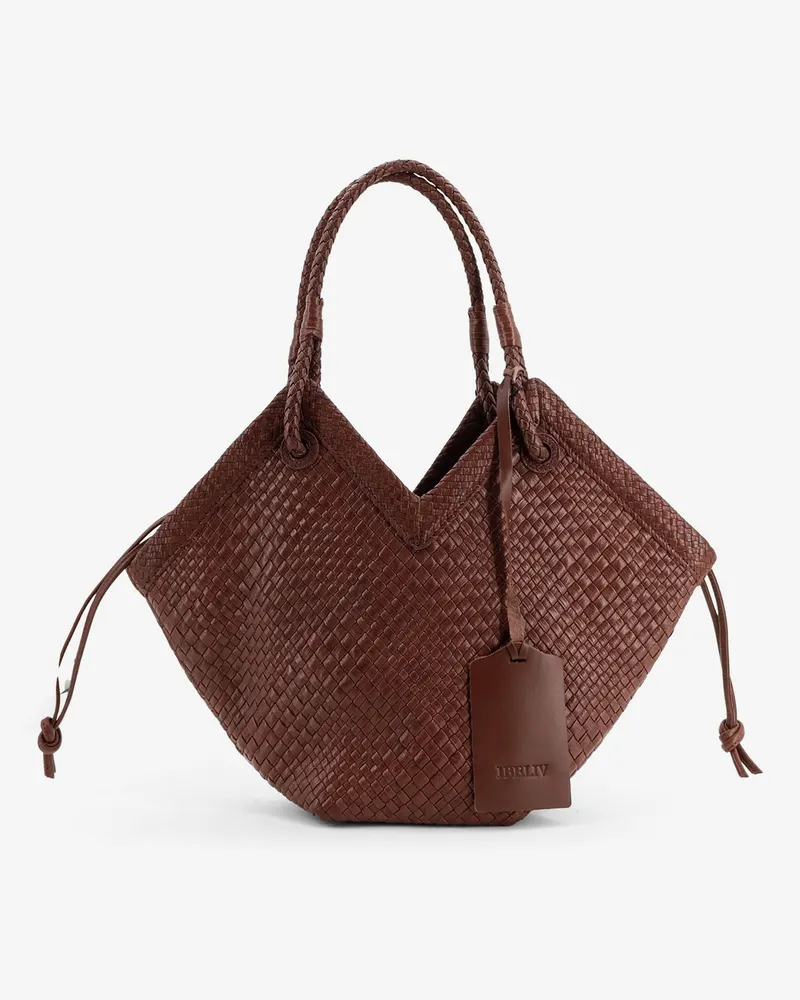 IBELIV Trinity Medium vegetable-tanned leather shoulder bag with a woven pattern -  - gender_Woman Brown