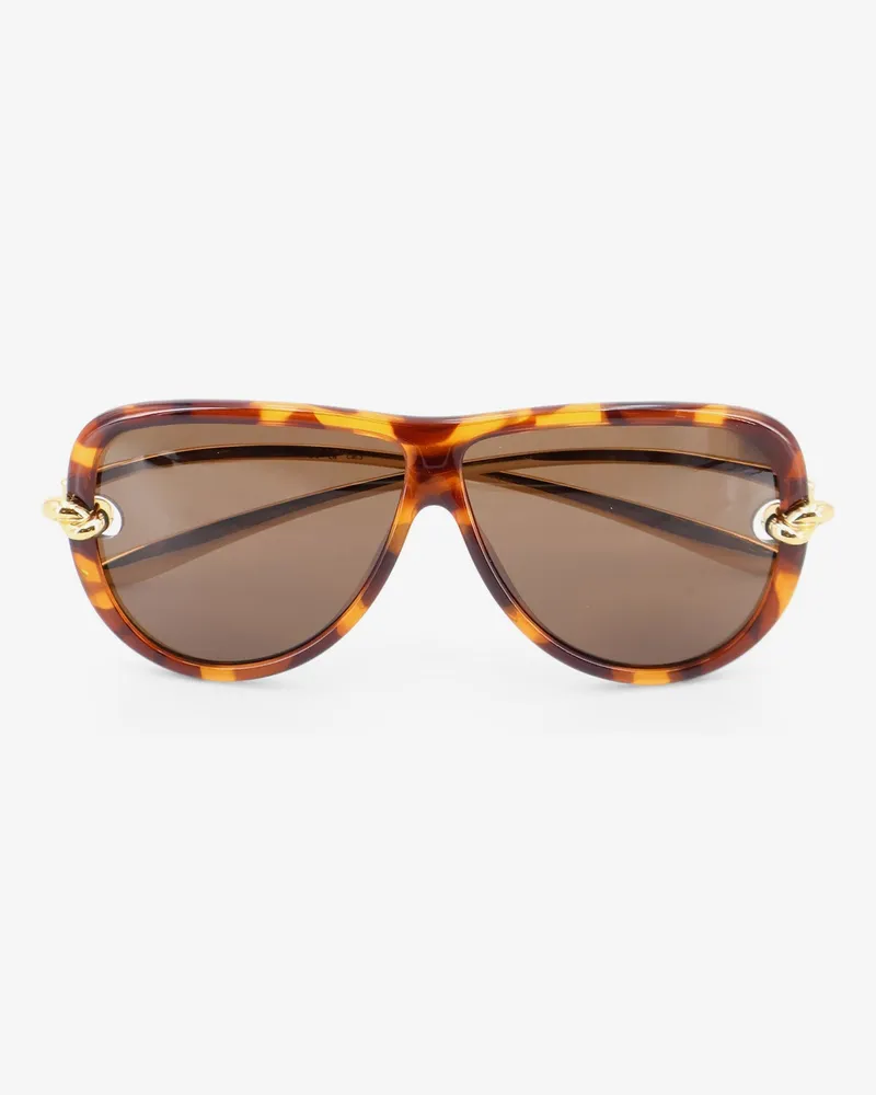 Bottega Veneta Knot Aviator Acetate Sunglasses -  - gender_Woman Brown
